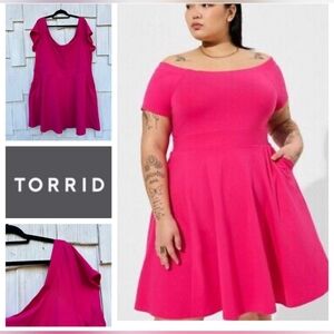 TORRID Mini Foxy Off Shoulder Skater Dress. NWT